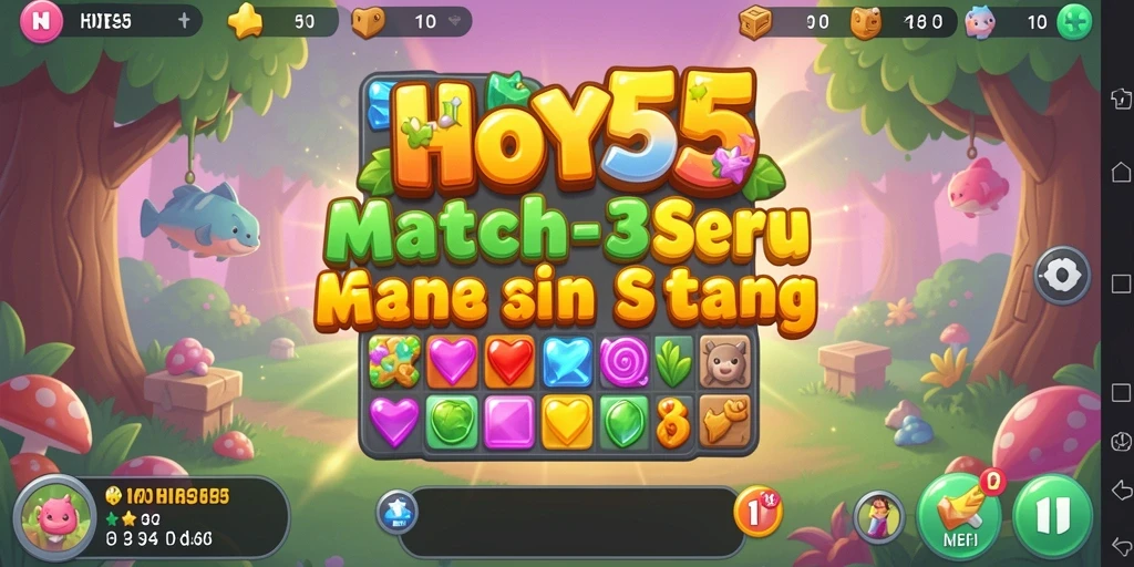 Screenshot menunjukkan gameplay seru dari HOYE55 dalam kategori Match-3.