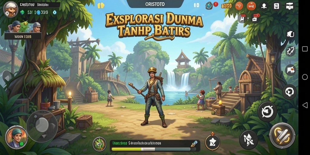 Screenshot gameplay Open World ORISTOTO yang menampilkan eksplorasi mendalam.