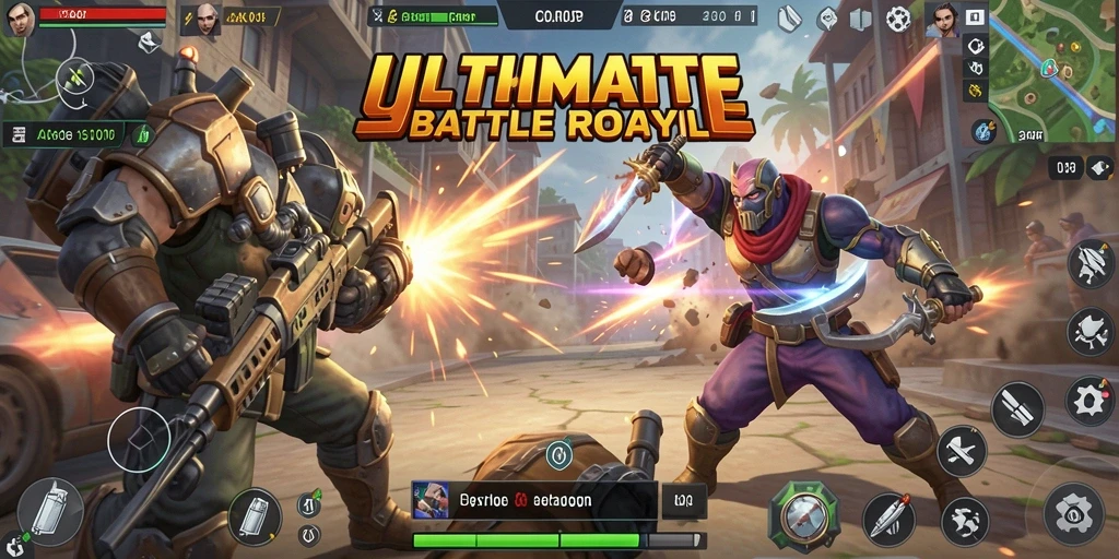 Screenshot RAKYATJP menampilkan aksi seru dalam pertempuran Battle Royale.